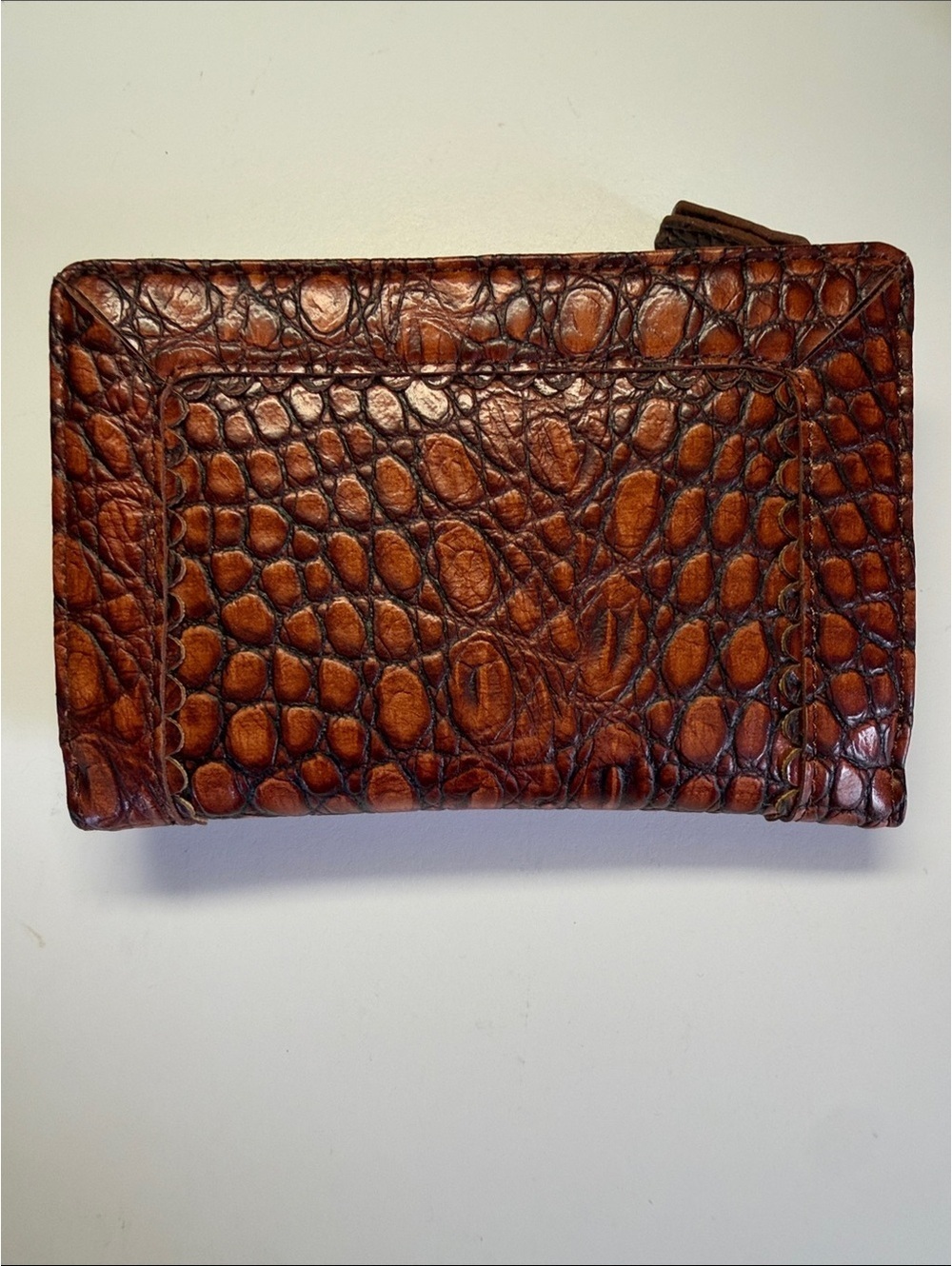 NWOT Jessica Simpson Cognac Croc Embossed Studded Flap Wallet Boho Western - Picture 2 of 9